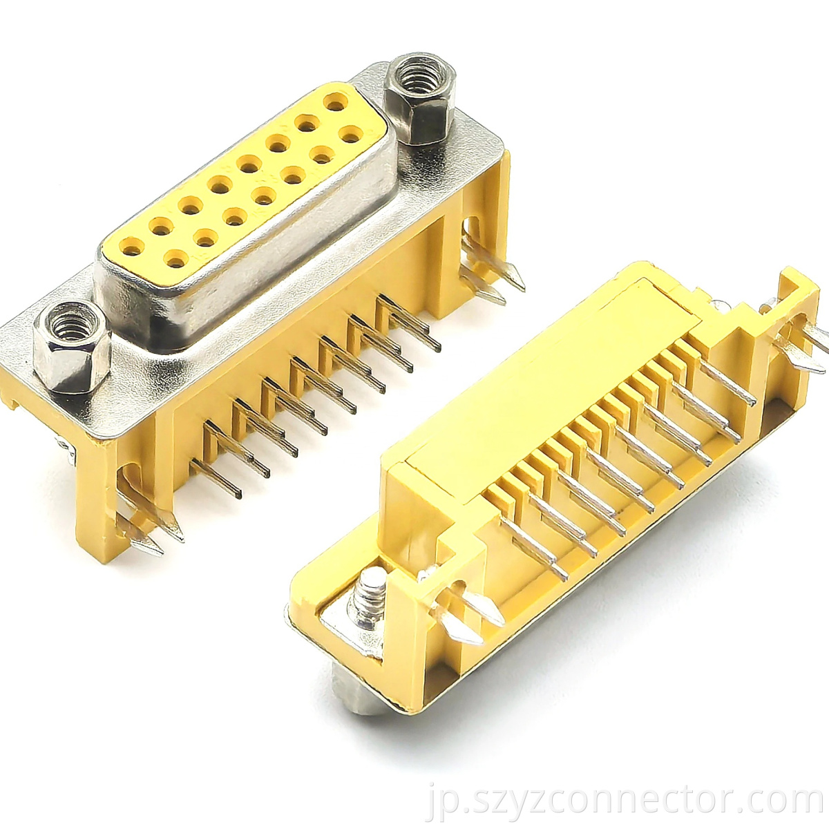 D-SUB Female Right Angle DIP Rivet TYPE With Boardlock & Front Jackscrew Foot Print=8.08mm 15P